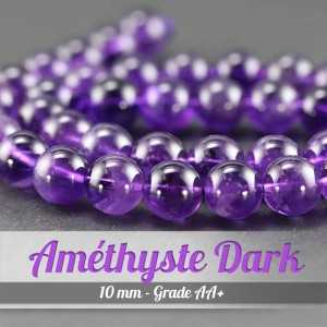 Perles en Améthyste Dark - 10mm - Grade AA+Perles