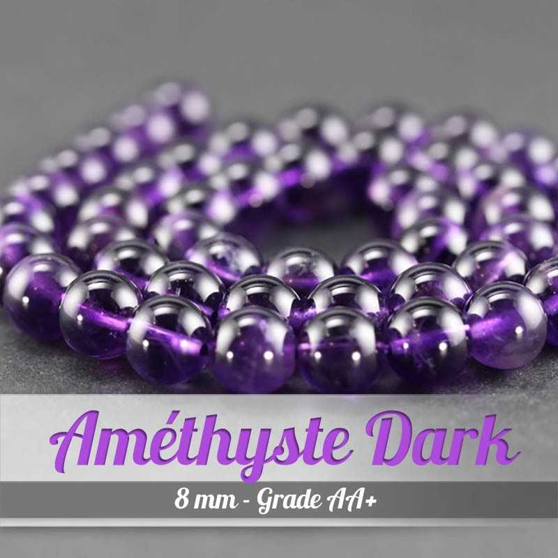 Perles en Améthyste Dark - 8mm - Grade AA+Perles