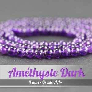 Perles en Améthyste Dark - 4mm - Grade AA+Perles
