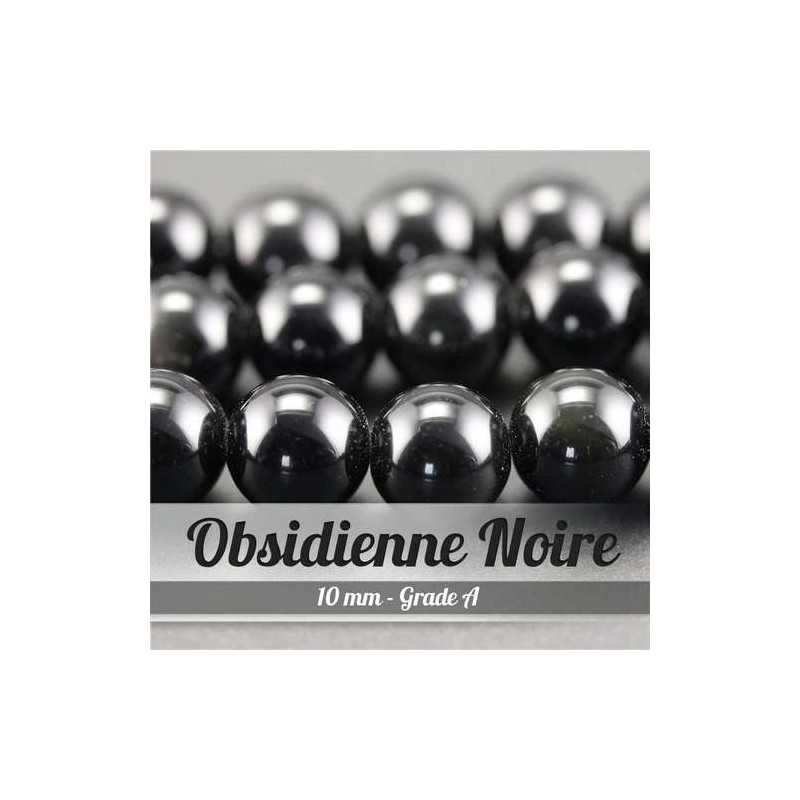 Perles en Obsidienne Noire - 10mm - Grade APerles