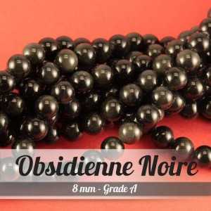 Perles en Obsidienne Noire - 8mm - Grade A