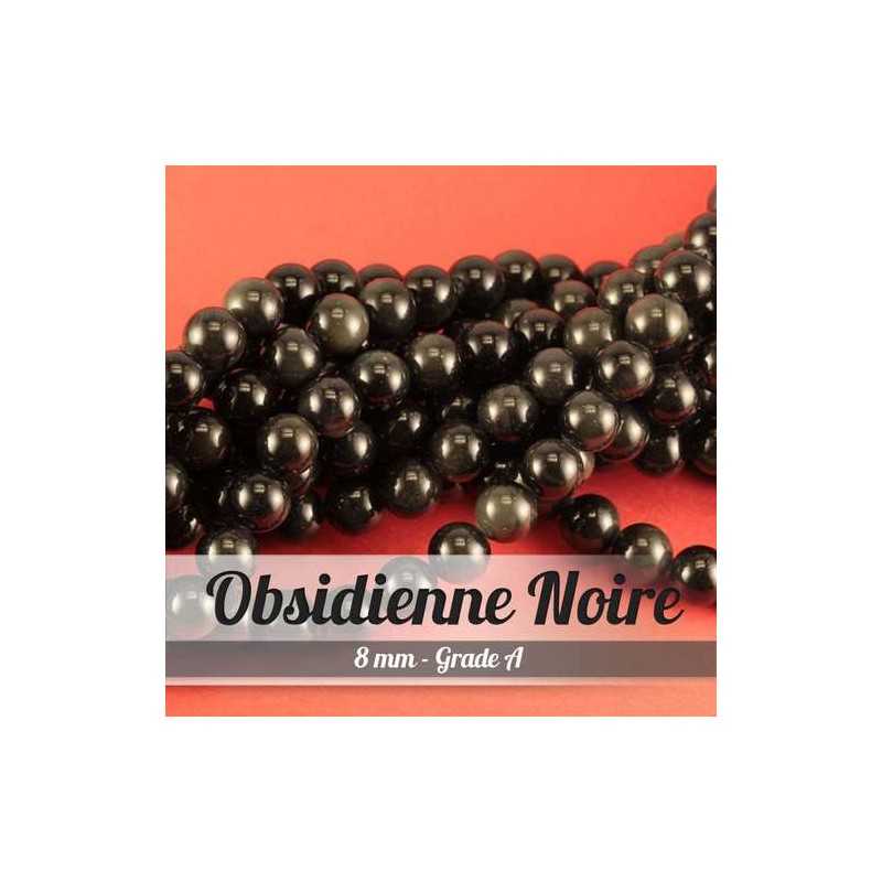 Perles en Obsidienne Noire - 8mm - Grade APerles