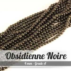 Perles en Obsidienne Noire - 4mm - Grade APerles