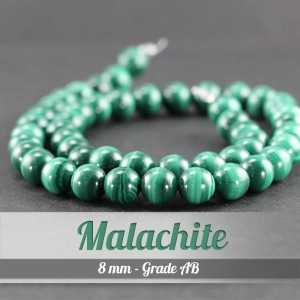 Perles en Malachite - 8mm - Grade AB