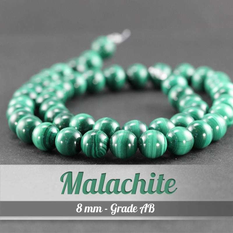 Perles en Malachite - 8mm - Grade ABPerles