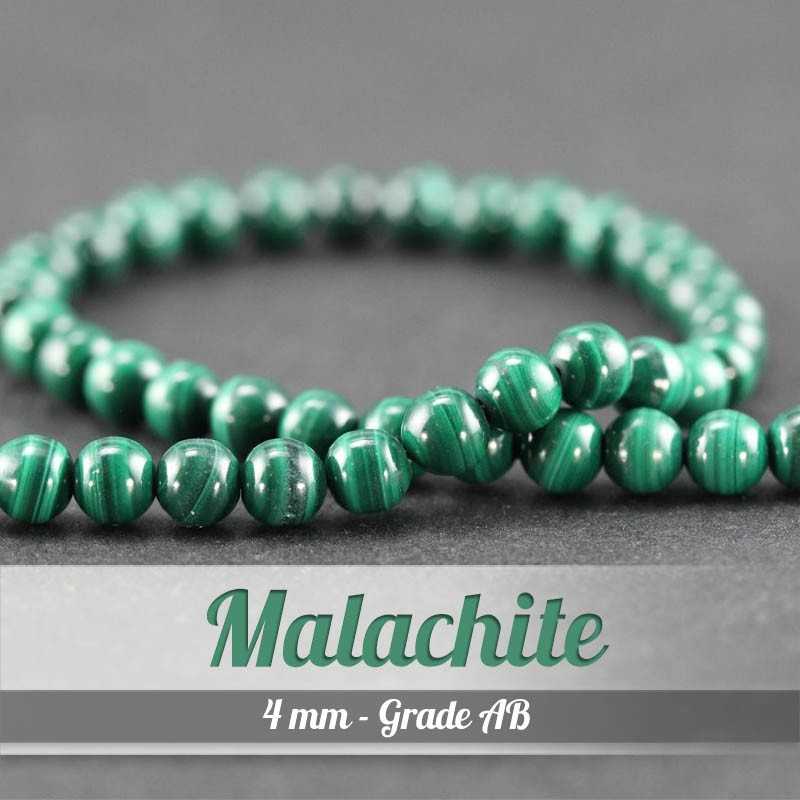 Perles en Malachite - 4mm - Grade ABPerles