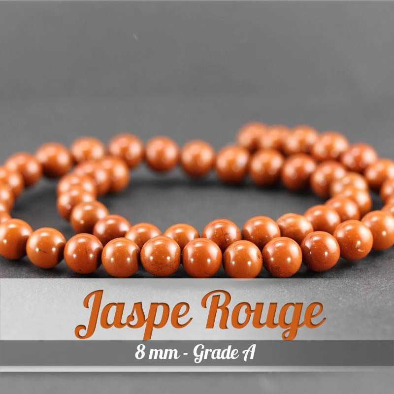 Perles en Jaspe Rouge - 8mm - Grade APerles