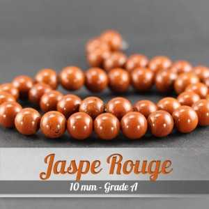 Perles en Jaspe Rouge - 10mm - Grade A