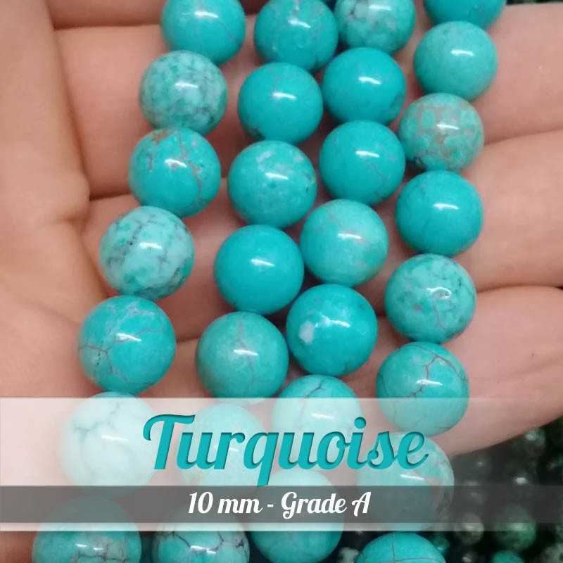 Perles en Turquoise - 10mm - Grade APerles