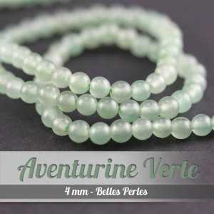 Perles en Aventurine Verte - 4mm - Belles Perles