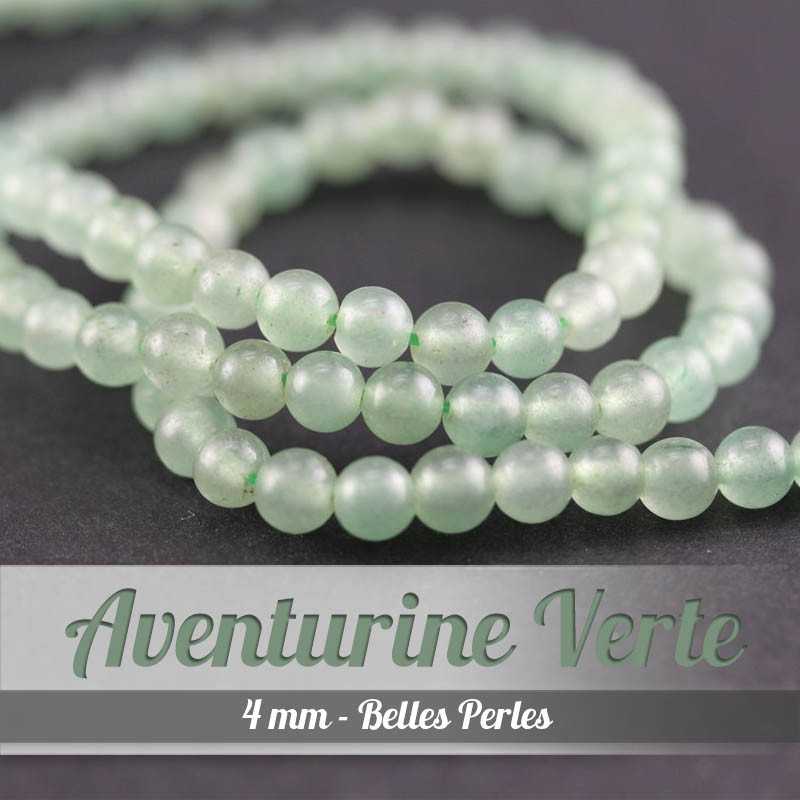 Perles en Aventurine Verte - 4mm - Belles PerlesPerles