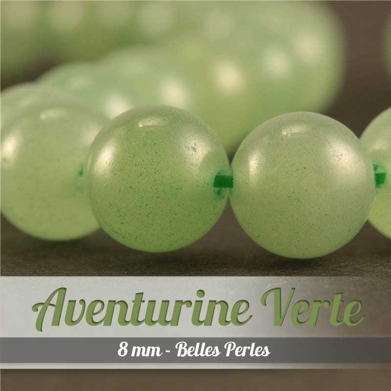 Perles en Aventurine Verte - 8mm - Belles PerlesPerles