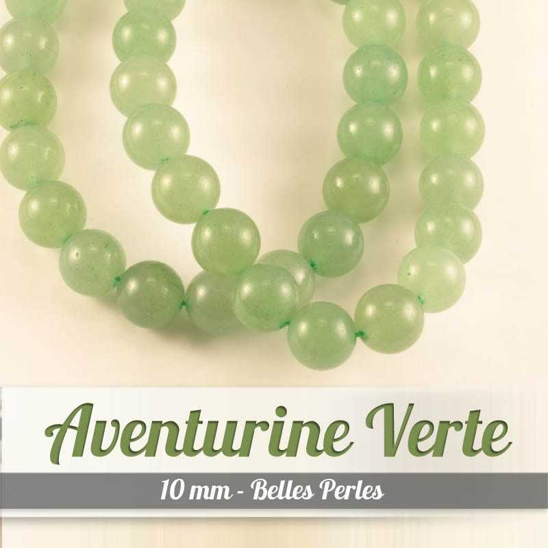 Perles en Aventurine Verte - 10mm - Belles PerlesPerles