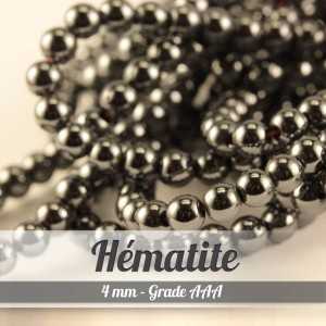 Perles en Hématite - 4mm - Grade AAA