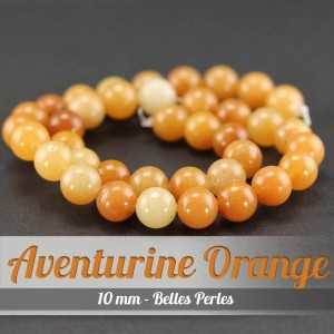 Perles en Aventurine Orange - 10mm - Belles Perles