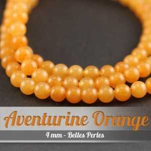 Perles en Aventurine Orange - 4mm - Belles PerlesPerles