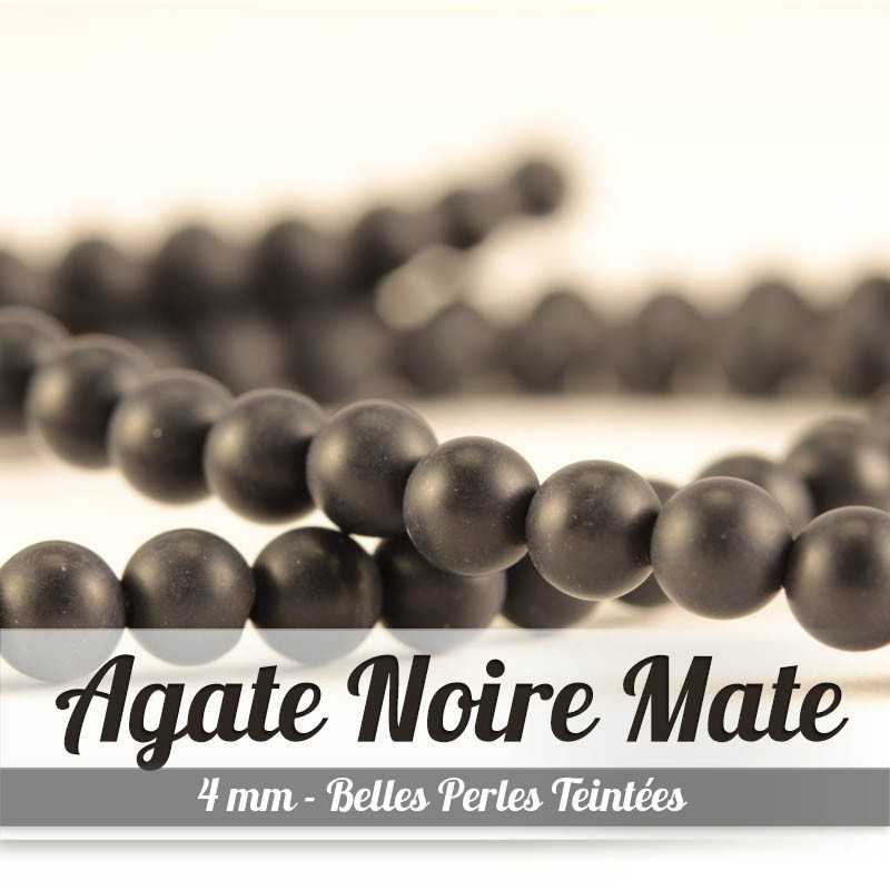 Perles en Agate Noire Mate - 4mm - Grade A - Belles PierresPerles