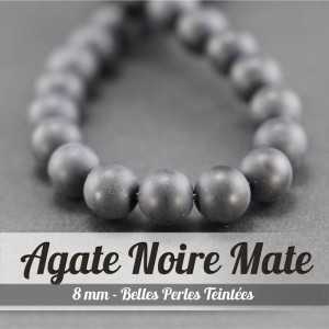 Perles en Agate Noire Mate - 8mm - Grade A - Belles Pierres