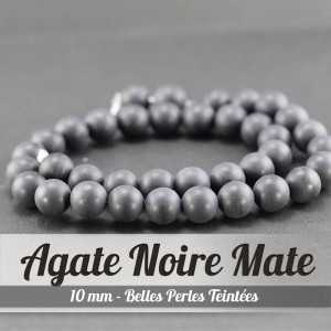 Perles en Agate Noire Mate - 10mm - Grade A - Belles PierresPerles