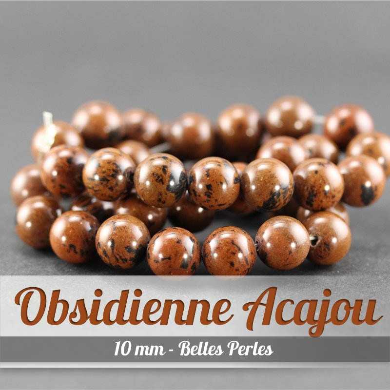 Perles en Obsidienne Acajou - 10mm - Belles PerlesPerles