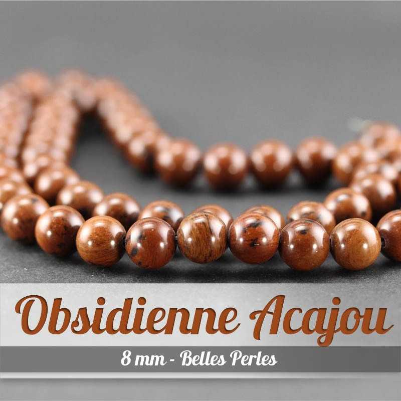 Perles en Obsidienne Acajou - 8mm - Belles PerlesPerles