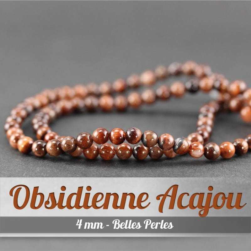 Perles en Obsidienne Acajou - 4mm - Belles PerlesPerles