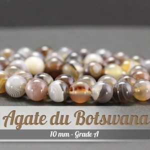 Perles en Agate du Botswana - 10mm - Grade A