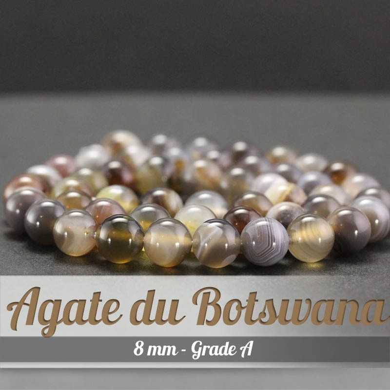 Perles en Agate du Botswana - 8mm - Grade APerles
