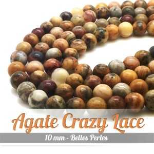 Perles en Agate Crazy Lace - 10mm - Belles PerlesPerles
