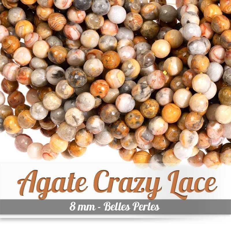 Perles en Agate Crazy Lace - 8mm - Belles PerlesPerles