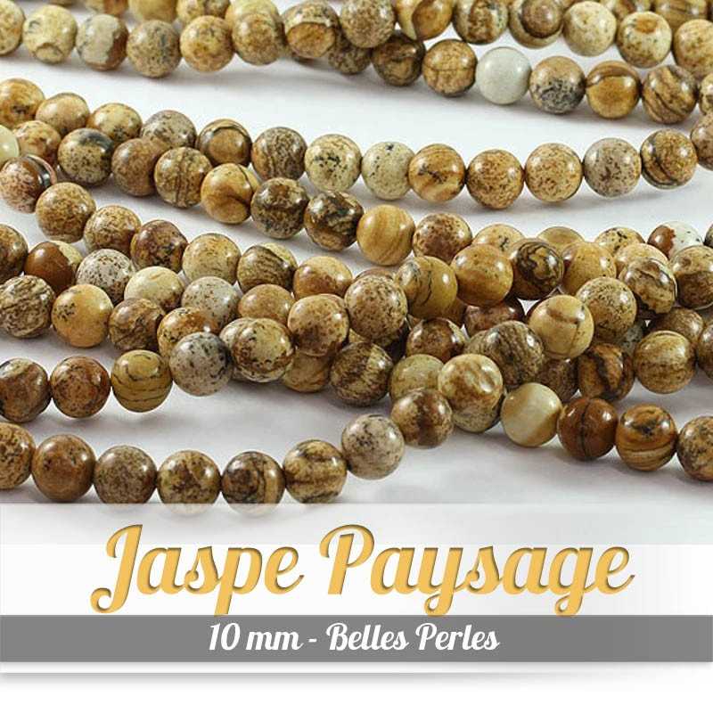 Perles en Jaspe Paysage - 10mm - Belles PerlesPerles
