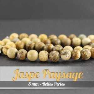 Perles en Jaspe Paysage - 8mm - Belles PerlesPerles