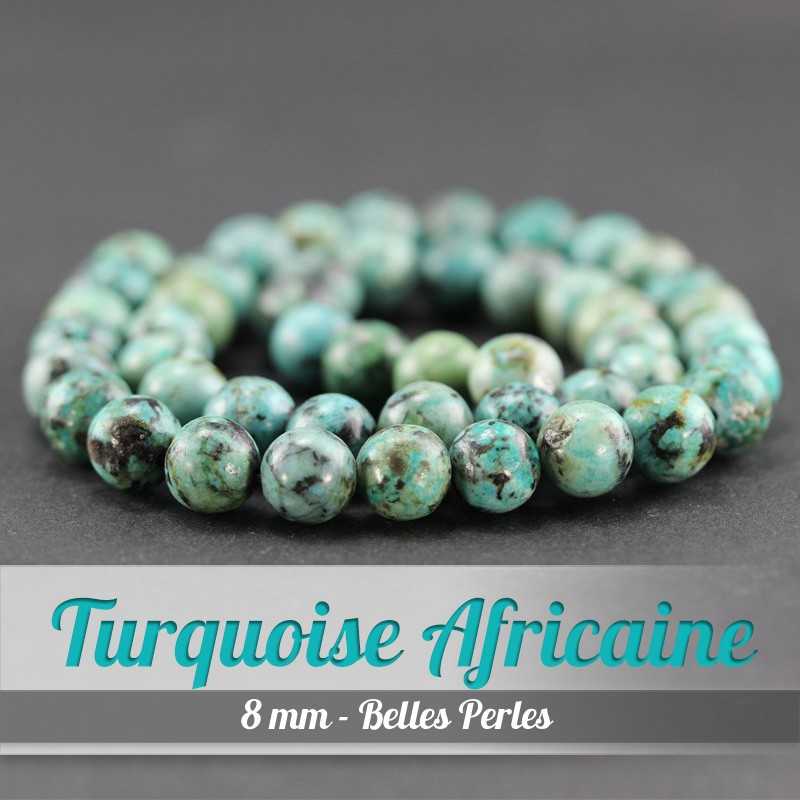 Perles en Turquoise Africaine - 8mm - Belles Perles